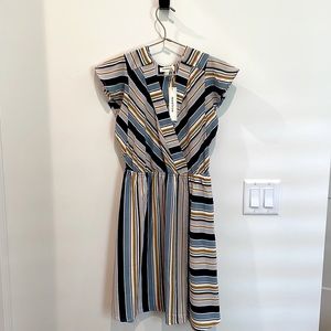 Monteau women's blue striped mini dress M casual summer